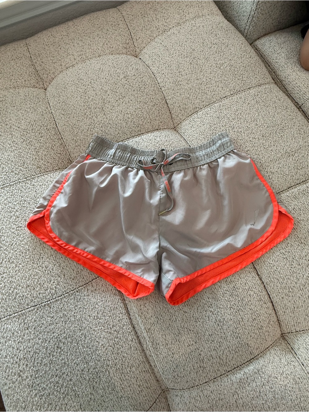 Gymshark Grey Athletic Shorts with Neon Orange Trim